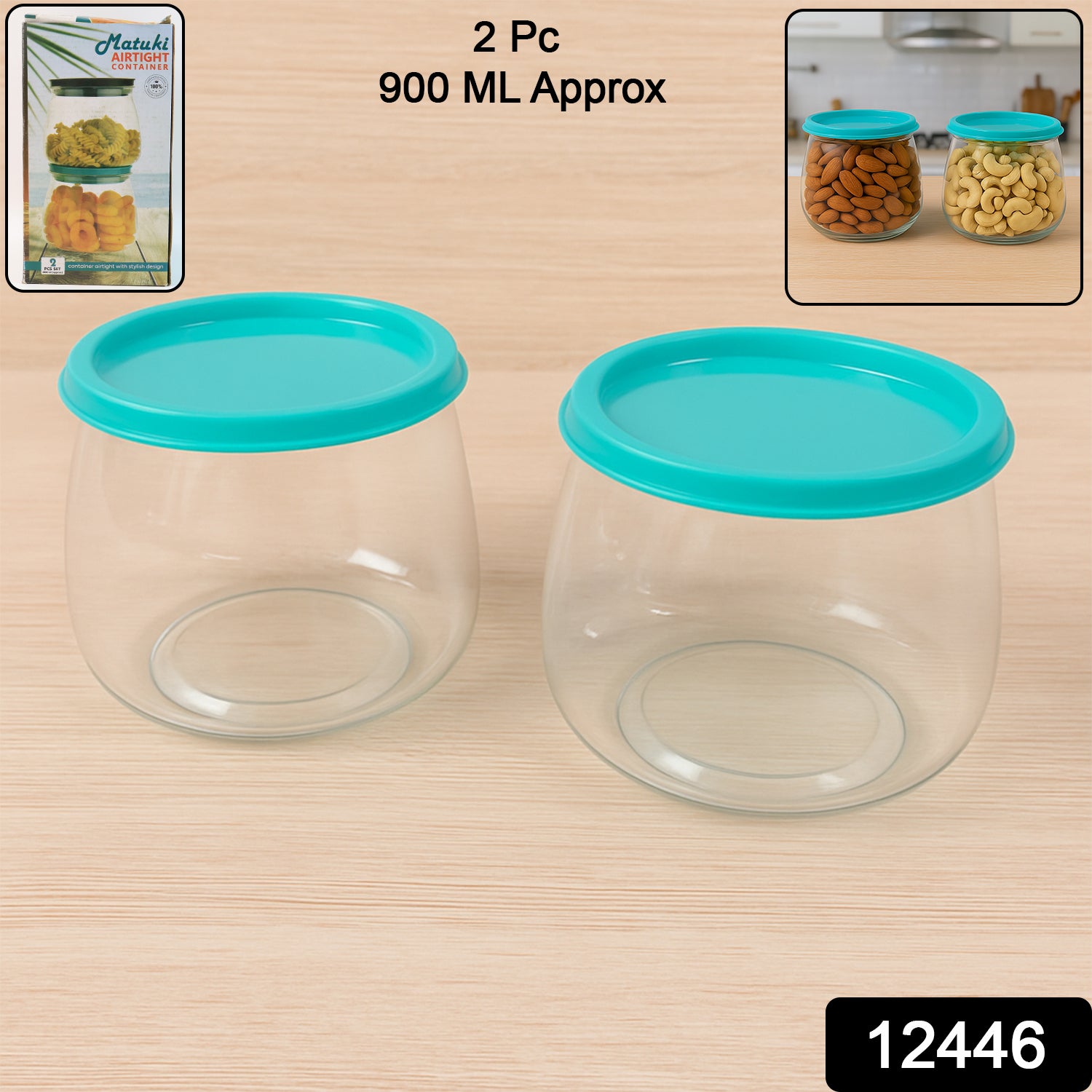 Airtight Storage Containers Set  Approx 900ml (2 Pc) Airtight Storage Containers Set  Approx 900ml (2 Pc)